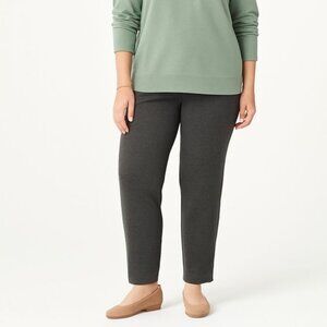 J Jill Womens Ponte Slim Leg Pant Pull On Plus Dark Gray Elastic Waist Petite PL